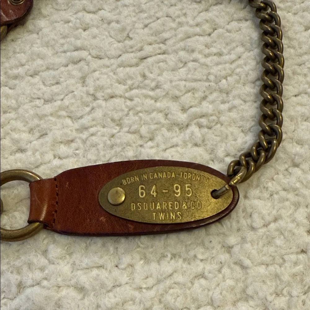 DSQUARED Brass and Leather Chain for jeans - Picture 2 of 4